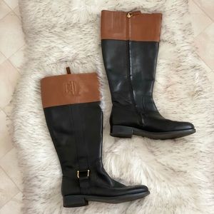 Ralph Lauren 2 tone boots/ wide calf